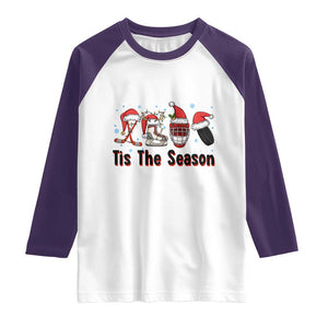 Funny Ice Hockey Christmas Gift Raglan Shirt Tis The Season TS12 White Purple Print Your Wear