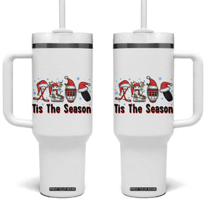 Funny Ice Hockey Christmas Gift Tumbler With Handle Tis The Season TS12 One Size: 40 oz White Print Your Wear