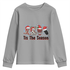 Funny Ice Hockey Christmas Gift Youth Sweatshirt Tis The Season TS12 Sport Gray Print Your Wear