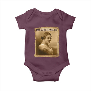 Madam CJ Walker Baby Onesie Female Empowerment History Gift TS12 Maroon Print Your Wear