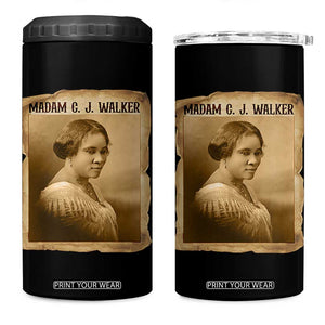Madam CJ Walker 4 in 1 Can Cooler Tumbler Female Empowerment History Gift TS12 One Size: 16 oz Black Print Your Wear