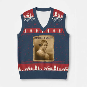 Madam CJ Walker V-Neck Knit Sweater Vest Female Empowerment History Gift TS12 Navy Red Print Your Wear