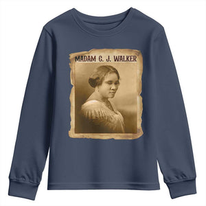Madam CJ Walker Youth Sweatshirt Female Empowerment History Gift TS12 Navy Print Your Wear