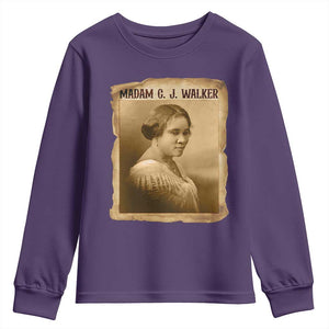 Madam CJ Walker Youth Sweatshirt Female Empowerment History Gift TS12 Purple Print Your Wear