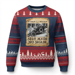 Madam CJ Walker Self Made Millionaire Ugly Christmas Sweater Strong Black Woman Leader TS12 Navy Red Print Your Wear