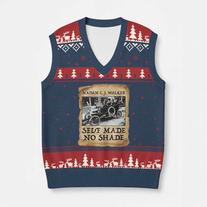 Madam CJ Walker Self Made Millionaire V-Neck Knit Sweater Vest Strong Black Woman Leader TS12 Navy Red Print Your Wear