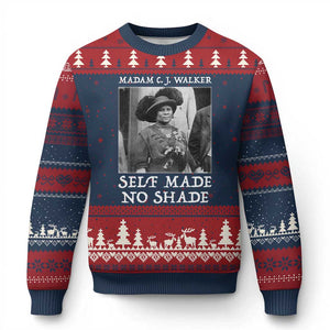 Madam CJ Walker Ugly Christmas Sweater Self Made No Shade Female Empowerment TS12 Navy Red Print Your Wear