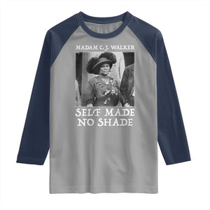 Madam CJ Walker Raglan Shirt Self Made No Shade Female Empowerment TS12 Sport Gray Navy Print Your Wear