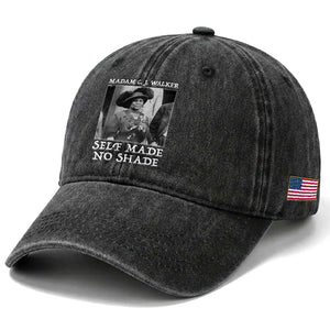 Madam CJ Walker Washed Cotton Baseball Cap Self Made No Shade Female Empowerment TS12 Print Your Wear