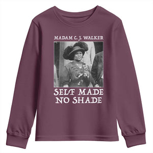 Madam CJ Walker Youth Sweatshirt Self Made No Shade Female Empowerment TS12 Maroon Print Your Wear