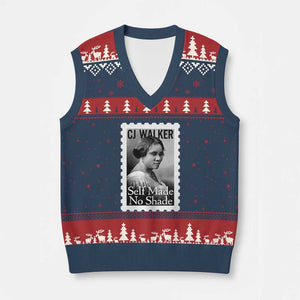 Madam CJ Walker V-Neck Knit Sweater Vest Strong Black Woman Leader TS12 Navy Red Print Your Wear