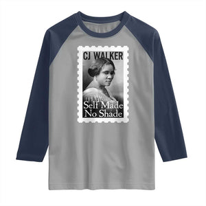 Madam CJ Walker Raglan Shirt Strong Black Woman Leader TS12 Sport Gray Navy Print Your Wear