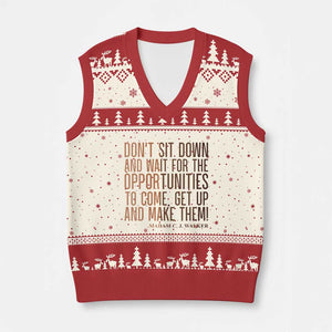 Madam CJ Walker Quote V-Neck Knit Sweater Vest Get Up And Make Opportunities TS12 Beige Red Print Your Wear