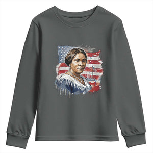 Madam CJ Walker Patriotic Youth Sweatshirt Strong Black Woman Leader TS12 Dark Heather Print Your Wear
