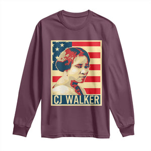 Madam CJ Walker Patriotic Long Sleeve Shirt Black History Month Gift TS12 Maroon Print Your Wear