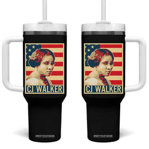 Madam CJ Walker Patriotic Tumbler With Handle Black History Month Gift TS12 One Size: 40 oz Black Print Your Wear