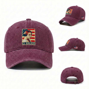 Madam CJ Walker Patriotic Washed Cotton Baseball Cap Black History Month Gift TS12 Washed Cap Universal Fit Burgundy Print Your Wear