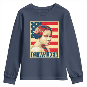 Madam CJ Walker Patriotic Youth Sweatshirt Black History Month Gift TS12 Navy Print Your Wear