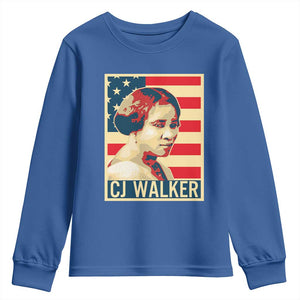Madam CJ Walker Patriotic Youth Sweatshirt Black History Month Gift TS12 Royal Blue Print Your Wear