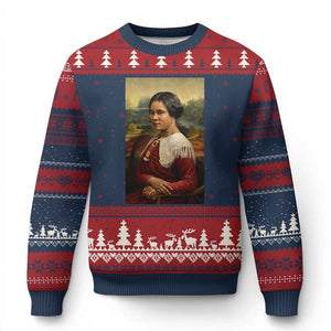 Madam CJ Walker Mona Lisa Ugly Christmas Sweater Black History Month Gift TS12 Navy Red Print Your Wear