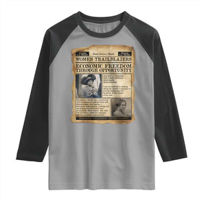 Madam CJ Walker Vintage Newspaper Style Raglan Shirt Economic Freedom Through Opportunity TS12 Sport Gray Black Print Your Wear