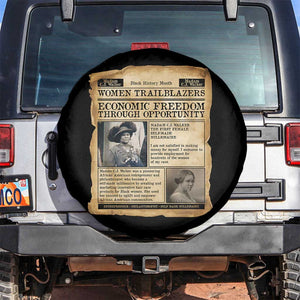 Madam CJ Walker Vintage Newspaper Style Spare Tire Cover Economic Freedom Through Opportunity TS12 No hole Black Print Your Wear