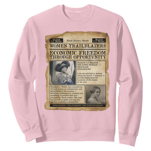 Madam CJ Walker Vintage Newspaper Style Sweatshirt Economic Freedom Through Opportunity TS12 Light Pink Print Your Wear