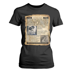 Madam CJ Walker Vintage Newspaper Style T Shirt For Women Economic Freedom Through Opportunity TS12 Black Print Your Wear