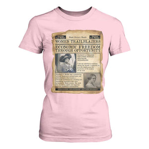 Madam CJ Walker Vintage Newspaper Style T Shirt For Women Economic Freedom Through Opportunity TS12 Light Pink Print Your Wear