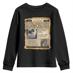 Madam CJ Walker Vintage Newspaper Style Youth Sweatshirt Economic Freedom Through Opportunity TS12 Black Print Your Wear