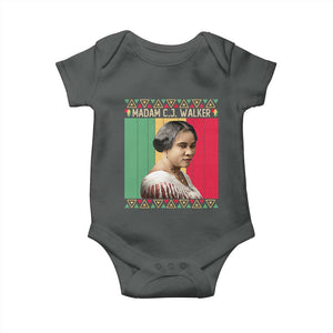 Madam CJ Walker Retro Sunset Baby Onesie Strong Black Woman Leader TS12 Dark Heather Print Your Wear