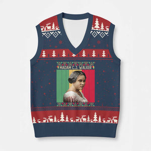 Madam CJ Walker Retro Sunset V-Neck Knit Sweater Vest Strong Black Woman Leader TS12 Navy Red Print Your Wear