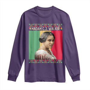 Madam CJ Walker Retro Sunset Long Sleeve Shirt Strong Black Woman Leader TS12 Purple Print Your Wear