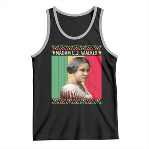 Madam CJ Walker Retro Sunset Tank Top Strong Black Woman Leader TS12 Black Athletic Heather Print Your Wear