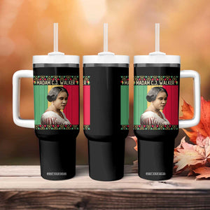 Madam CJ Walker Retro Sunset Tumbler With Handle Strong Black Woman Leader TS12 Print Your Wear