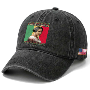 Madam CJ Walker Retro Sunset Washed Cotton Baseball Cap Strong Black Woman Leader TS12 Print Your Wear
