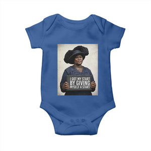 Madam CJ Walker Quote Baby Onesie I Got My Start By Giving Myself A Start TS12 Royal Blue Print Your Wear