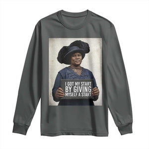 Madam CJ Walker Quote Long Sleeve Shirt I Got My Start By Giving Myself A Start TS12 Dark Heather Print Your Wear