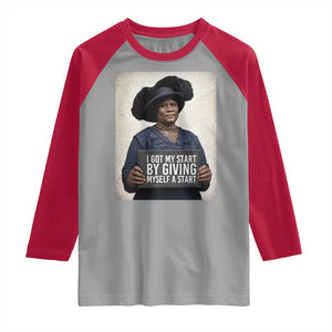 Madam CJ Walker Quote Raglan Shirt I Got My Start By Giving Myself A Start TS12 Sport Gray Red Print Your Wear