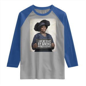 Madam CJ Walker Quote Raglan Shirt I Got My Start By Giving Myself A Start TS12 Sport Gray Royal Print Your Wear