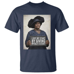 Madam CJ Walker Quote T Shirt I Got My Start By Giving Myself A Start TS12 Navy Print Your Wear