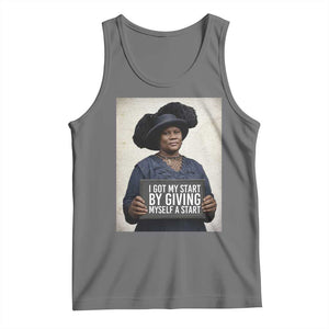 Madam CJ Walker Quote Tank Top I Got My Start By Giving Myself A Start TS12 Black Heather Print Your Wear