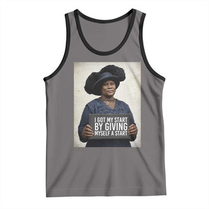 Madam CJ Walker Quote Tank Top I Got My Start By Giving Myself A Start TS12 Deep Heather Black Print Your Wear