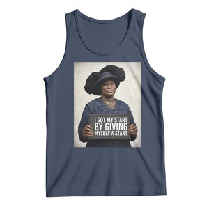 Madam CJ Walker Quote Tank Top I Got My Start By Giving Myself A Start TS12 Navy Print Your Wear