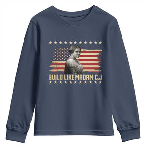 Build Like Madam CJ Walker Youth Sweatshirt Black History Month Gift TS12 Navy Print Your Wear