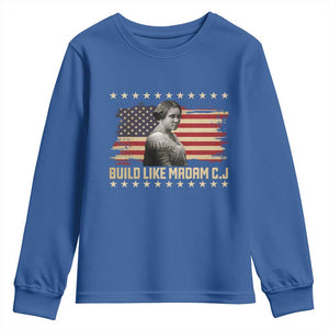 Build Like Madam CJ Walker Youth Sweatshirt Black History Month Gift TS12 Royal Blue Print Your Wear