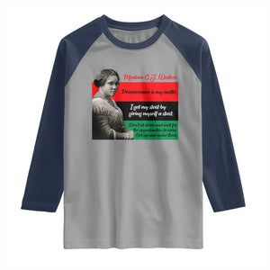 Madam CJ Walker Raglan Shirt Women Empowerment Inspirational Quote TS12 Sport Gray Navy Print Your Wear