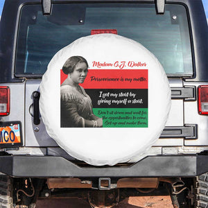 Madam CJ Walker Spare Tire Cover Women Empowerment Inspirational Quote TS12 No hole White Print Your Wear