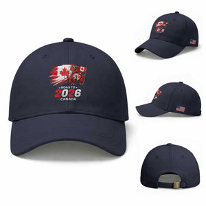 Funny Canada Soccer Dinosaur Baseball Cap Road To 2026 TS12 Baseball Cap Universal Fit Navy Print Your Wear