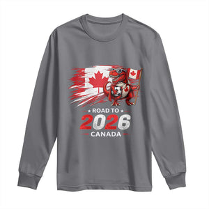 Funny Canada Soccer Dinosaur Long Sleeve Shirt Road To 2026 TS12 Charcoal Print Your Wear